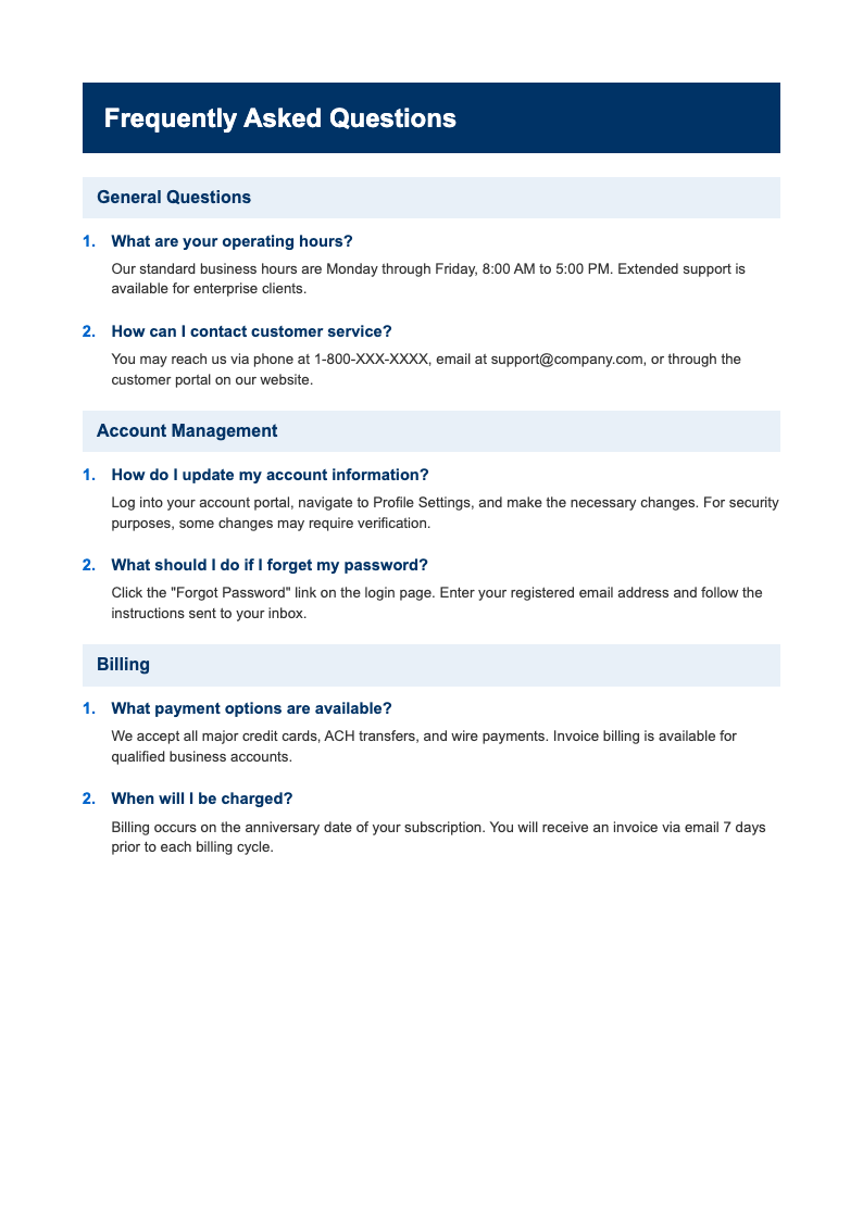 Corporate standard Q&A